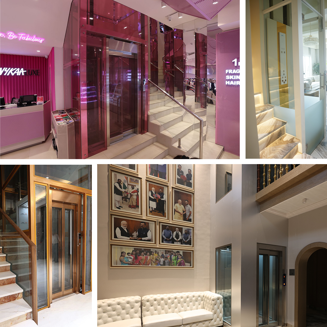 Glass elevator exterior