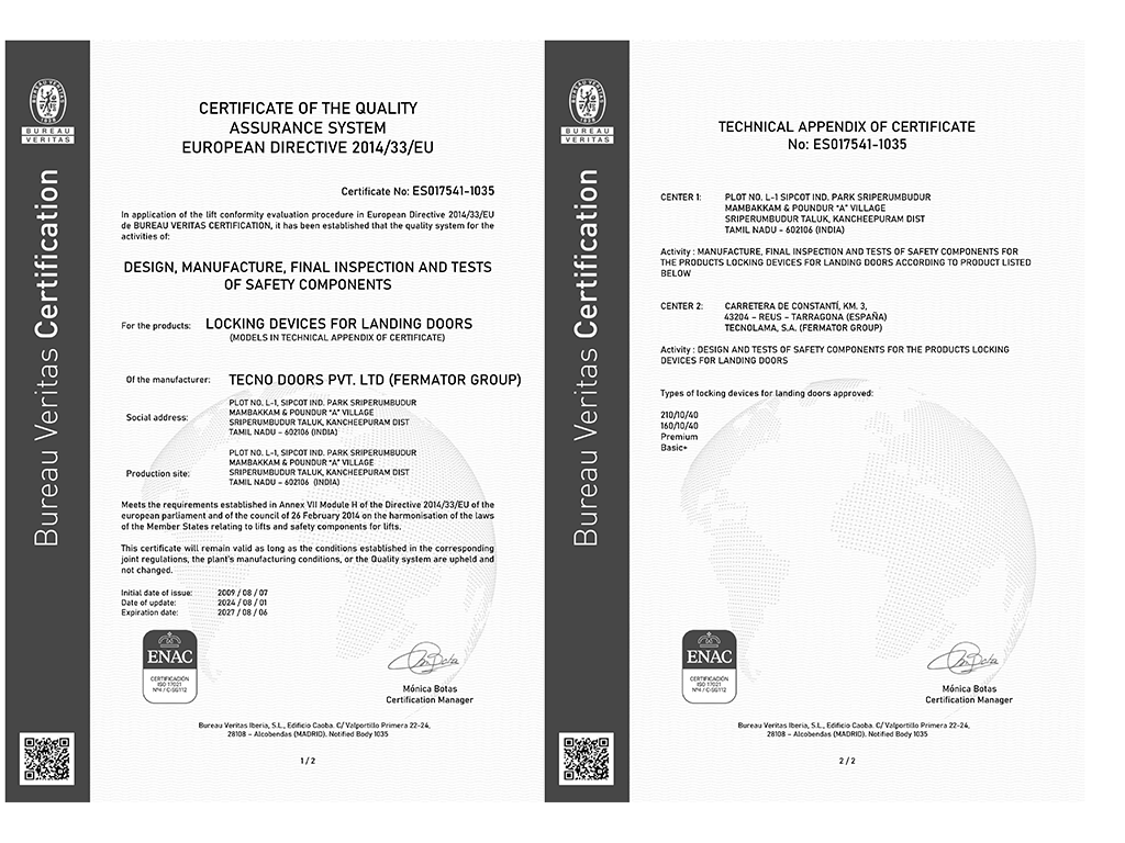 Fermator-Doors-Icare-Certficate